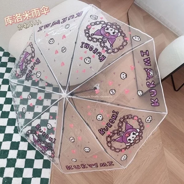 Sanrio-paraguas-transparente-con-estampado-de-Hello-Kitty-para-mujer-sombrilla-plegable-port-til-totalmente-autom