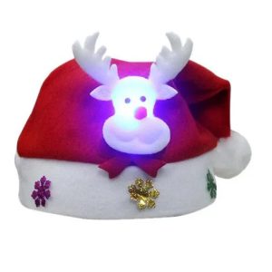 DOCENA GORRO SANTA CON LUZ LED