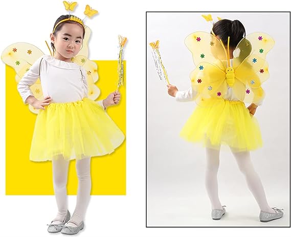 Imagen de SET DISFRAZ ALAS AMARILLA MARIPOSA NIÑA