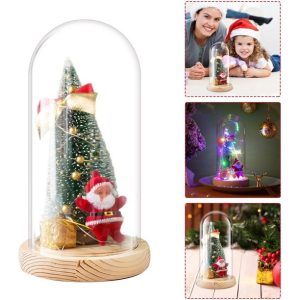 ADORNO CUPÚLA NAVIDEÑO 22cm CRISTAL + MADERA