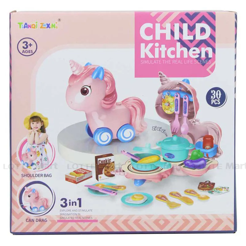 Imagen de CARRITO UNICORNIO COMIDA + UTENSILIOS CHILD KITCHEN