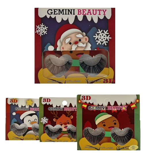 Imagen de CAJA 12 PCS PESTAÑA NAVIDEÑA GEMINI BEAUTY