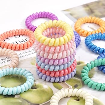 Imagen de PAQ 50 BANDA GOMA PARA CABELLO EN ESPIRAL COLORES SURTIDOS