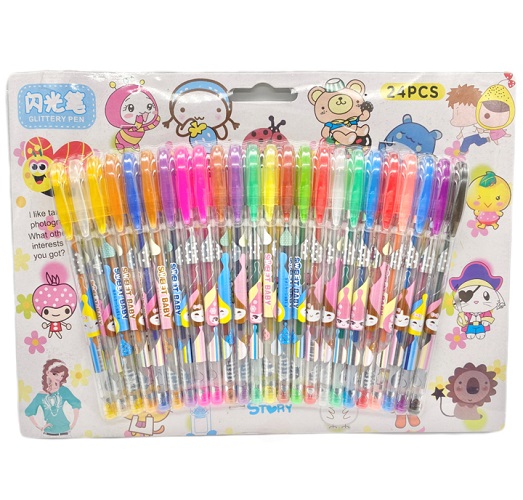 Imagen de BLISTER 24 PLUMAS GLITTER KAWAII