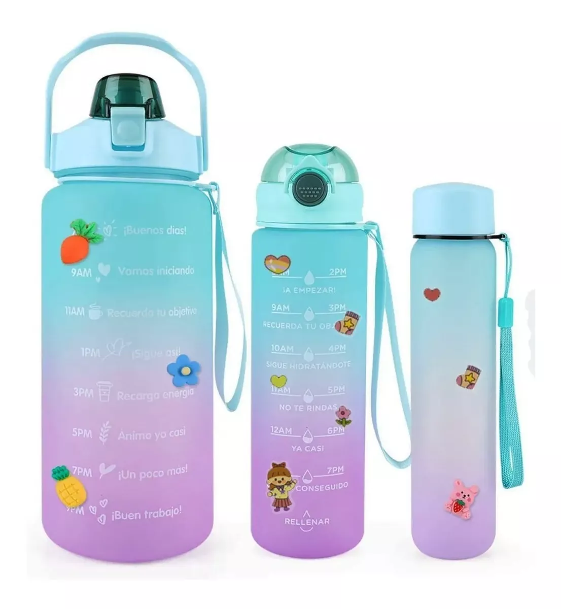 Imagen de TRIO TERMO MOTIVACIONAL MULTICOLOR STICKER Y CHARMS