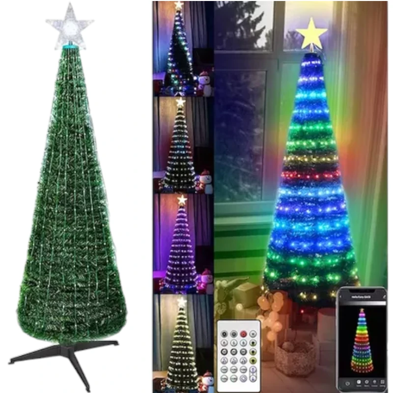 Imagen de ARBOL NAVIDEÑO PLEGABLE 1.80 CON LUZ LED CONTROL Y APP