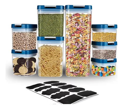 Imagen de SET 8 RECIPIENTES HERMETICOS ALMACENAR ALIMENTOS