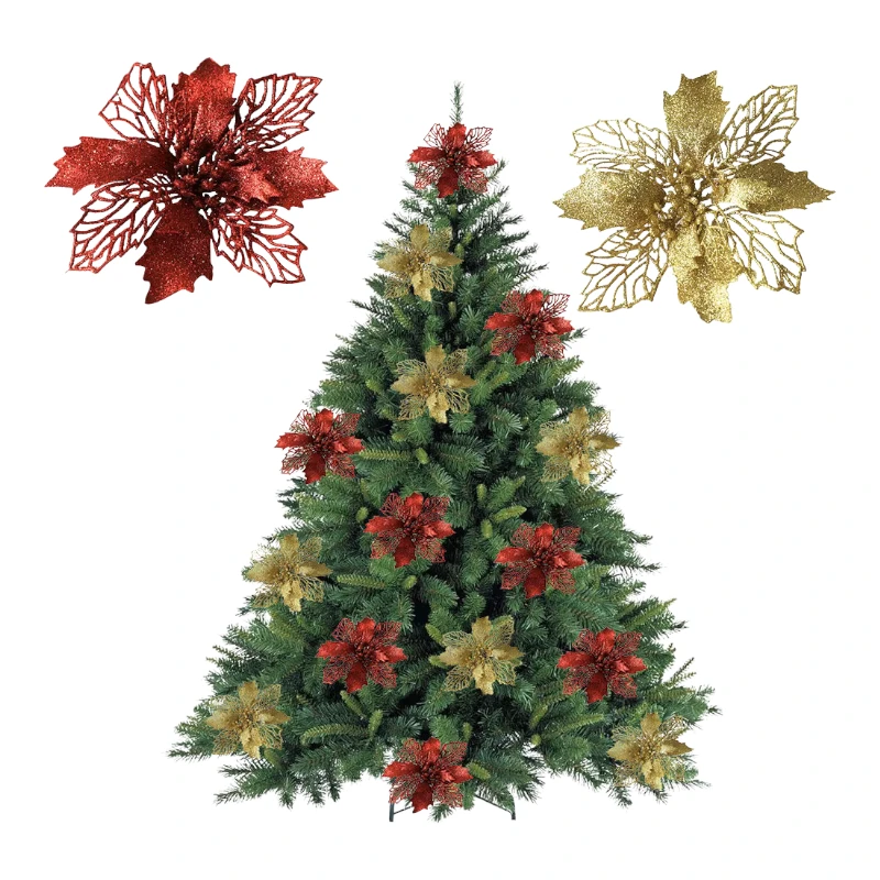 Imagen de 2 FLOR NOCHE BUENA 17cm ADORNO NAVIDEÑO