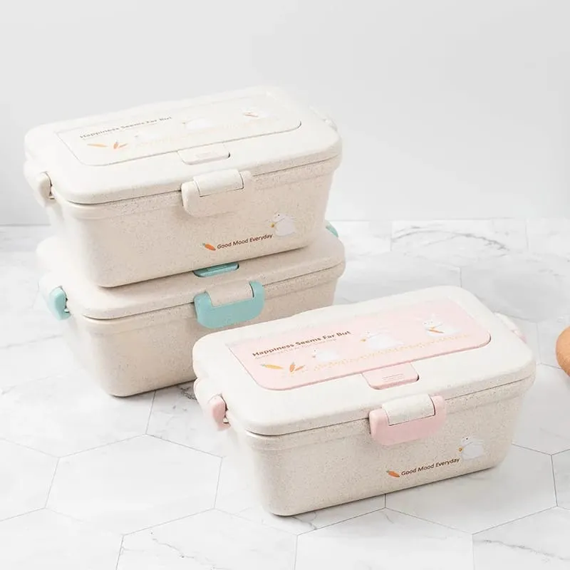 Imagen de CONTENEDOR DE ALIMENTOS CONEJITOS CON CUBIERTOS