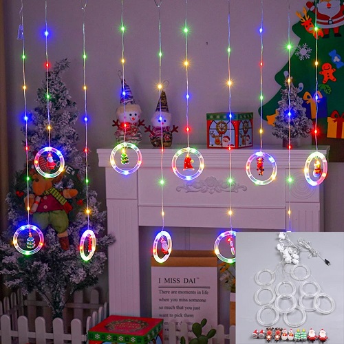 Imagen de LUZ NAVIDEÑA CASCADA 10 FIGURA CIRCULOS BLANCA
