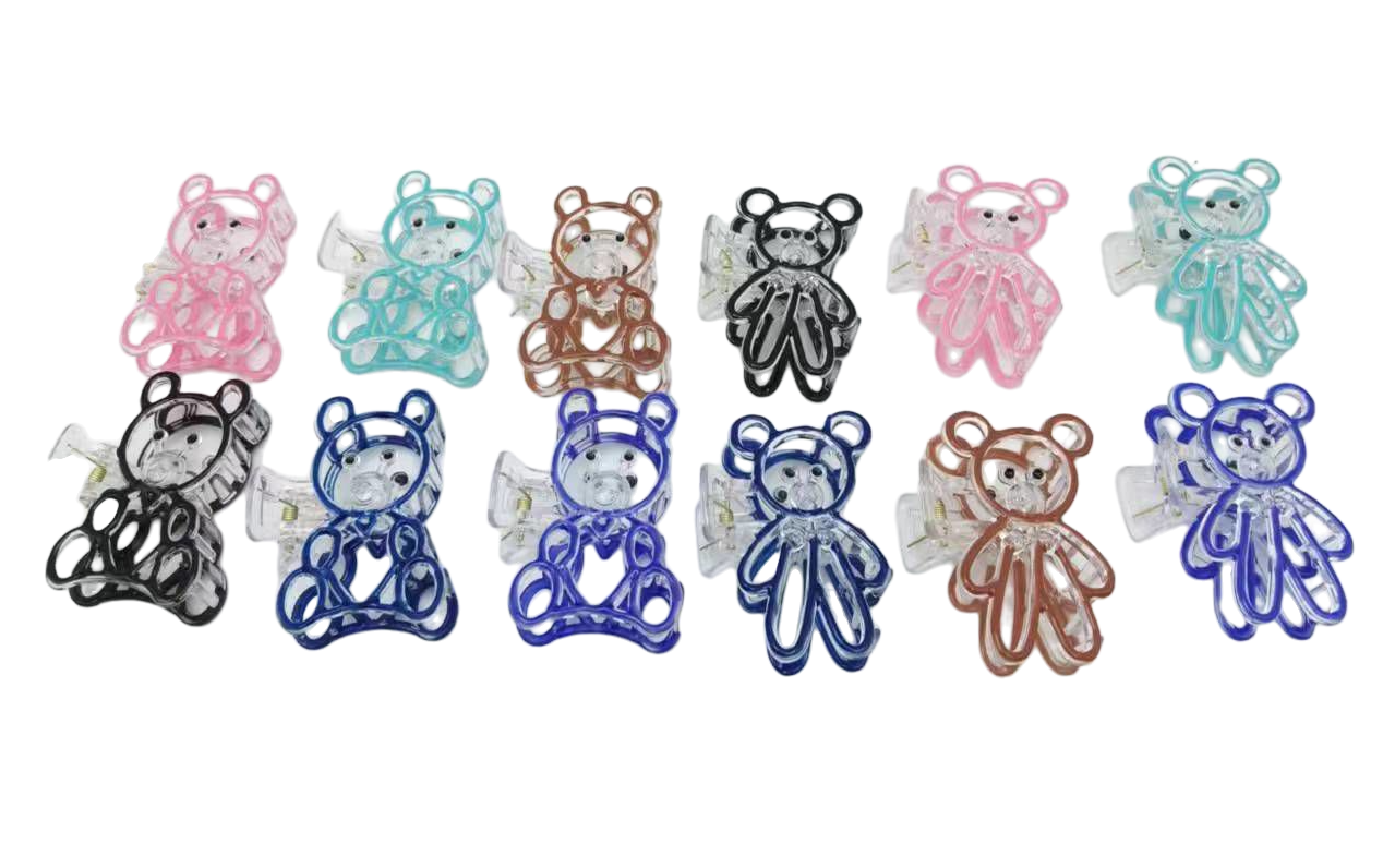 Imagen de DOCENA BROCHE OSITO BICOLOR PARA CABELLO