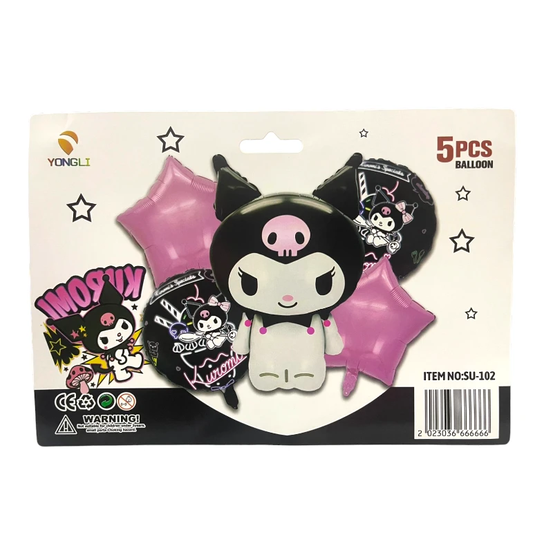 Imagen de GLOBO FIESTA 5 PIEZAS *KUROMI NEGRA