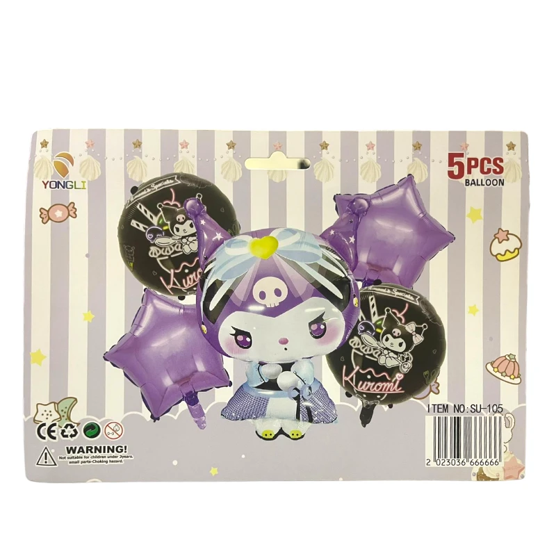 Imagen de GLOBO FIESTA 5 PIEZAS *KUROMI MORADA