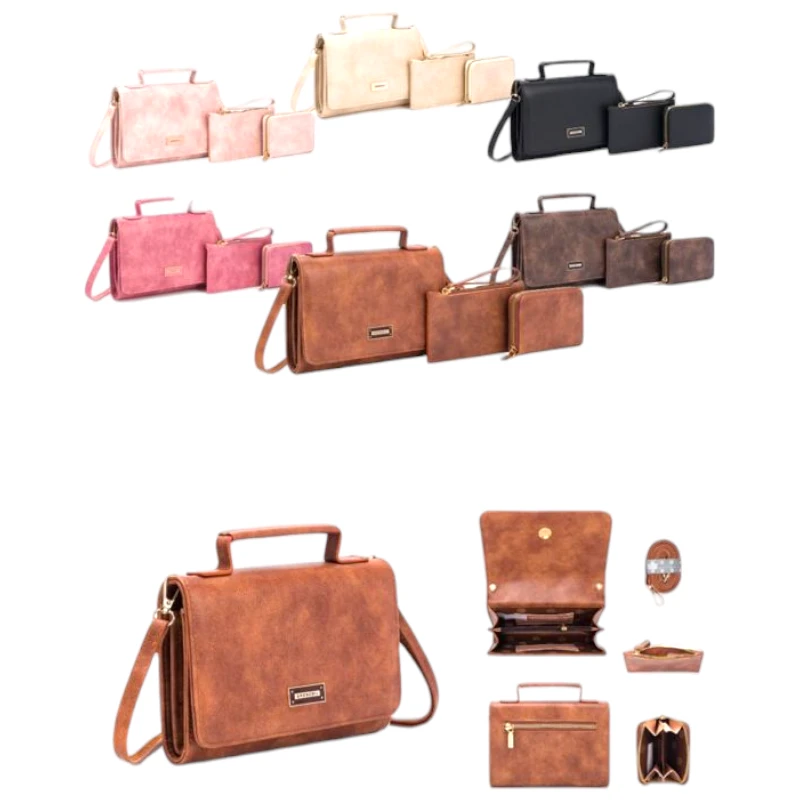 Imagen de TRIO BOLSO MANO TACTOPIEL JASPEADO GRENOBIL D4194