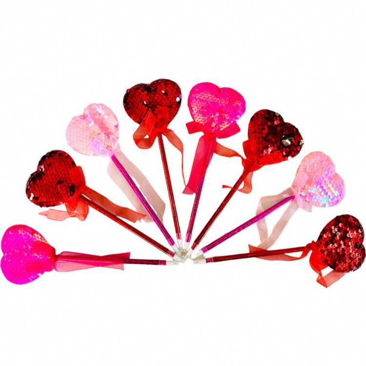 Imagen de DOCENA PLUMA CORAZON LENTEJUELA