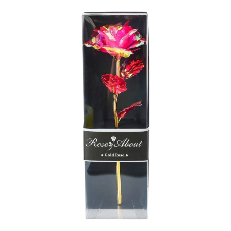 Imagen de PIEZA ROSA ETERNA EN CAJA NEGRA CON LED