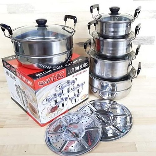 Imagen de JUEGO 5 OLLAS *HC CON AGARRADERA ACERO INOX