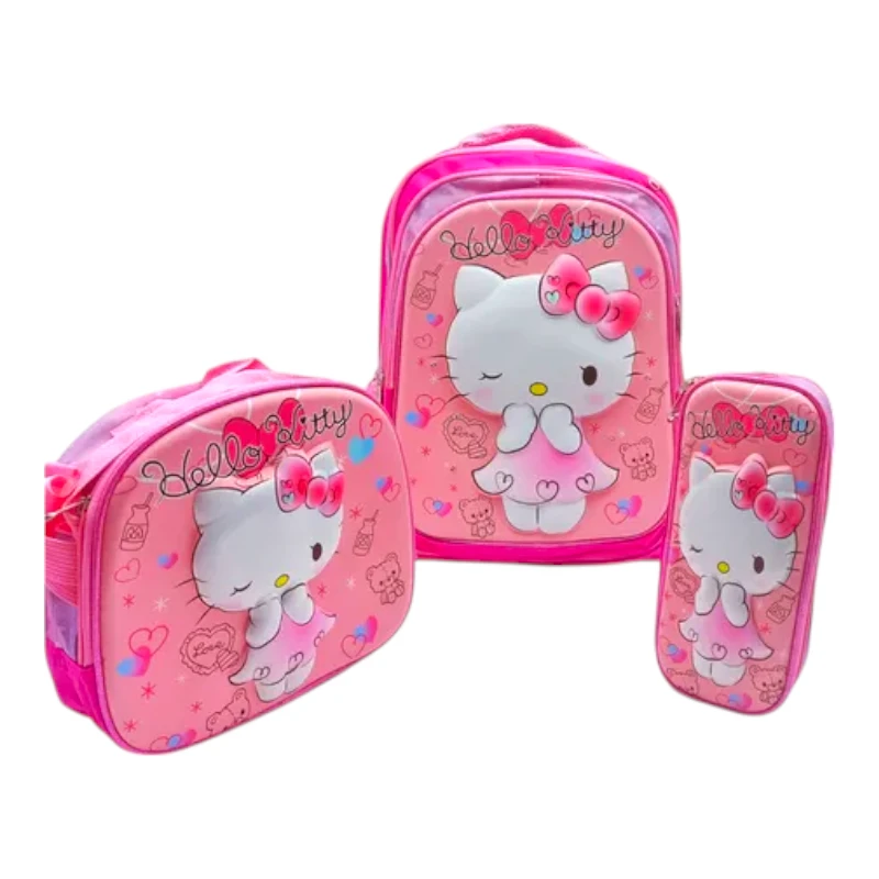 Imagen de COMBO MOCHILA TRIO LED #17 HELLO KITTY