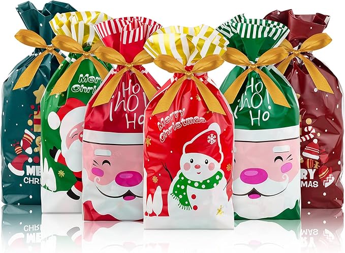 Imagen de PAQ. 50 BOLSA CON CORDON NAVIDEÑA REGALOS / BOLOS