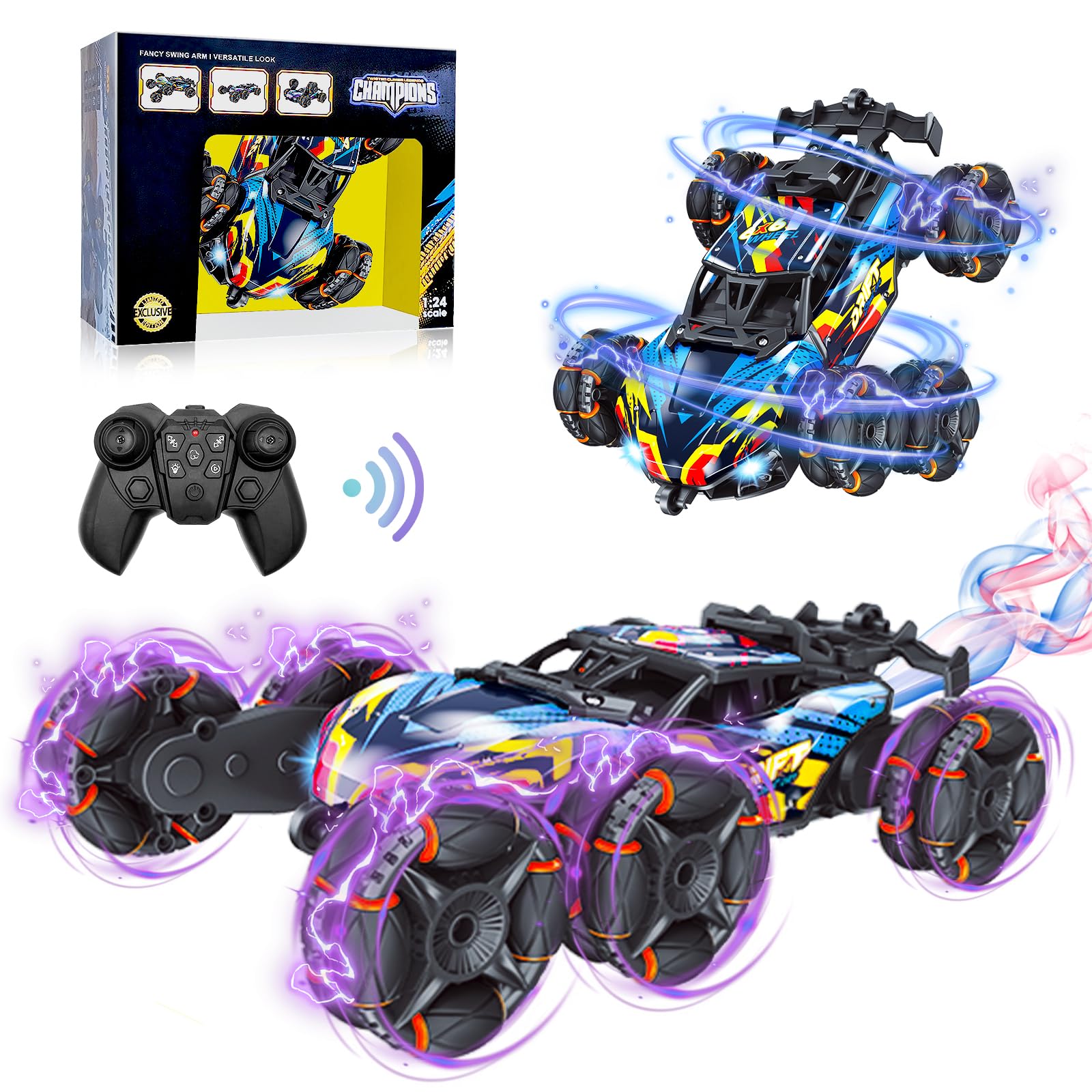 Imagen de STUNT CAR 6 LLANTAS HUMO LED RADIO CONTROL