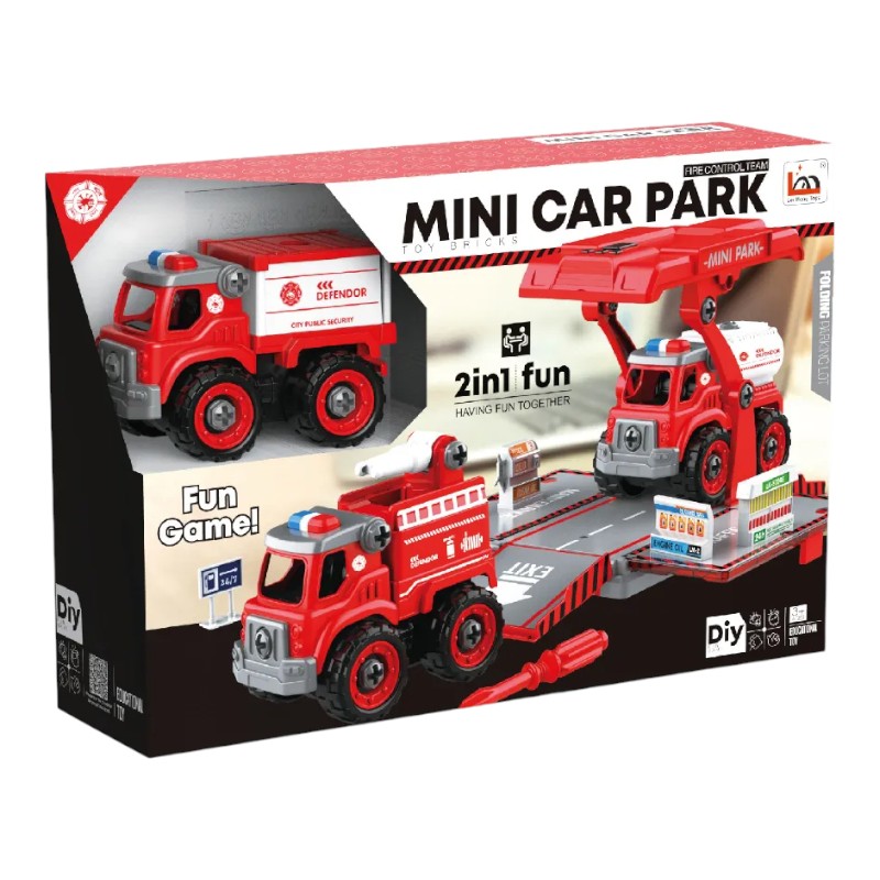 Imagen de MINI CAR PARK 2 EN 1 BOMBEROS ARMABLES