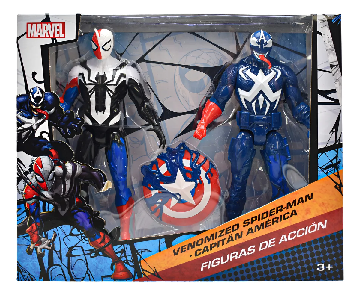 Imagen de SET 2 FIGURAS SPIDERMAN + CAPITAN AMERICA VENOMIZADOS
