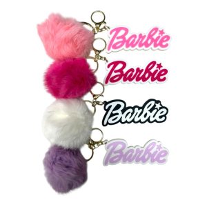 DOCENA LLAVERO 2 EN 1 POMPON BARBIE