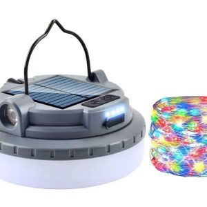 LAMPARA SOLAR CAMPING + MANGUERA MULTICOLOR