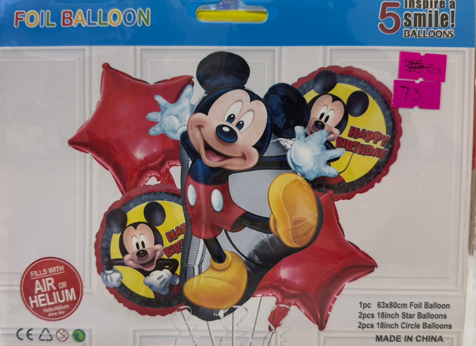 Imagen de PAQ. 5 GLOBO FIESTA MICKEY MOUSE