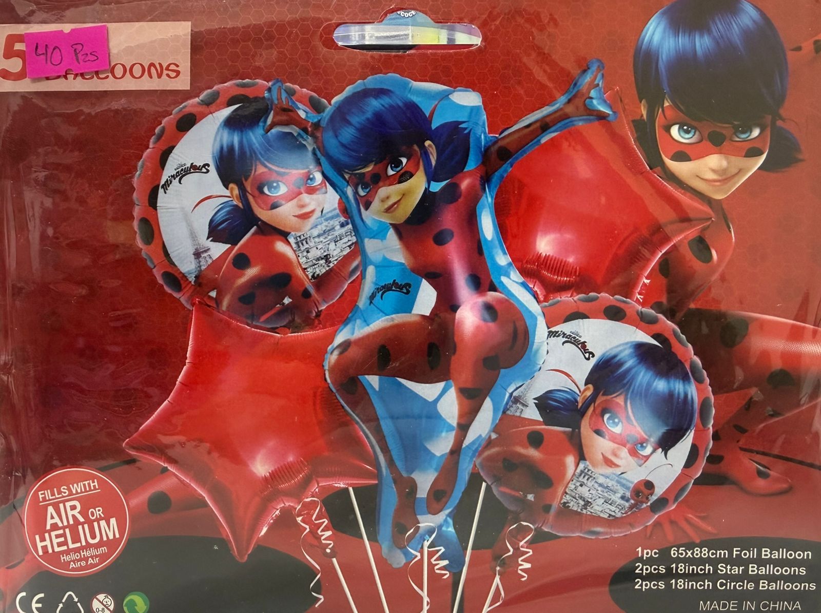 Imagen de PAQ. 5 GLOBO FIESTA LADYBUG