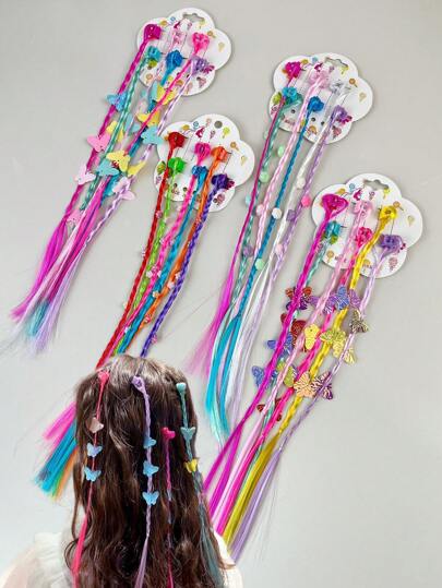 Imagen de DOCENA PAQ. CON 6 PIOJITO TRENZA CABELLO COLORES