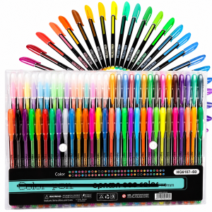 SET 60 PLUMAS DE GEL COLORES NEÓN GLITTER PARA DIBUJAR ARTE