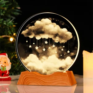 LAMPARA CRISTAL 3D 8cm USB CON BASE