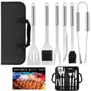 KIT PARRILLERO 7 PZ MALETIN ACERO INOX
