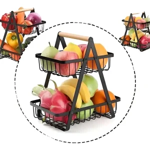 FRUTERO ORGANIZADOR METÁLICO DE 2 NIVELES MULTIUSOS