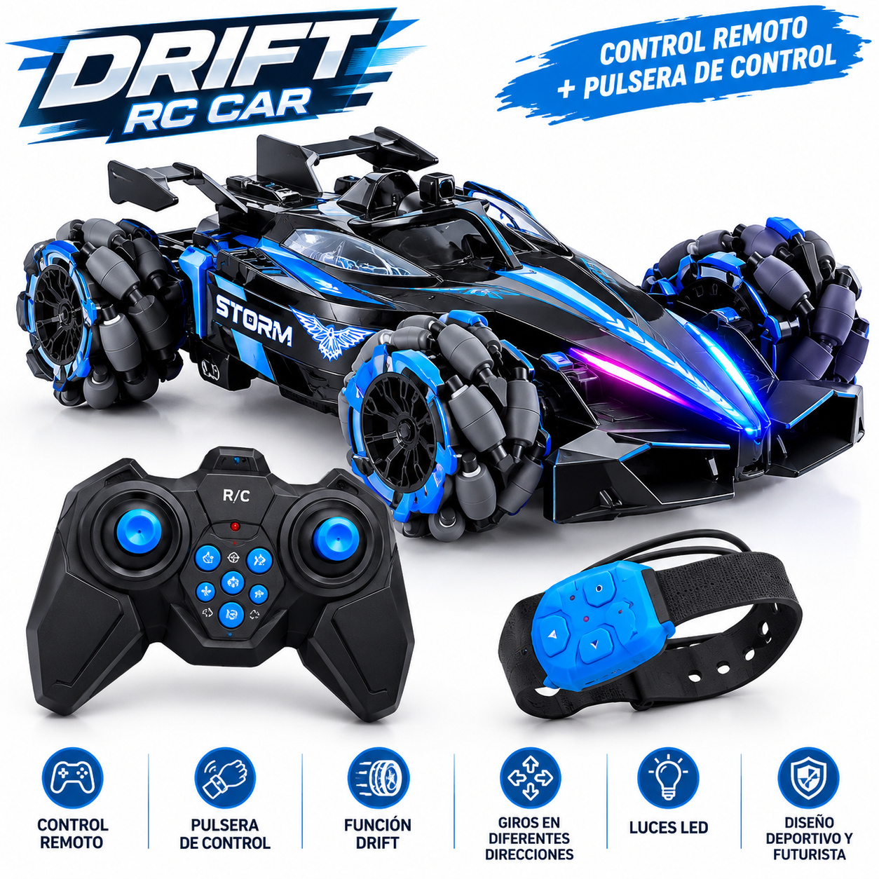 Imagen de CARRO F1 DRIFT LED HUMO CONTROL + PULSERA