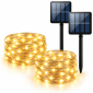 Luces solares cálidas con paneles solares